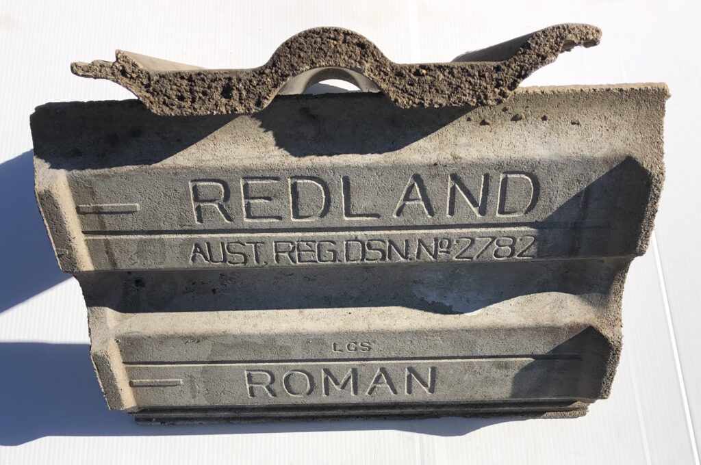 Monier Redland Roman concrete roof tiles, a combined stamp often confused with Monier Roman