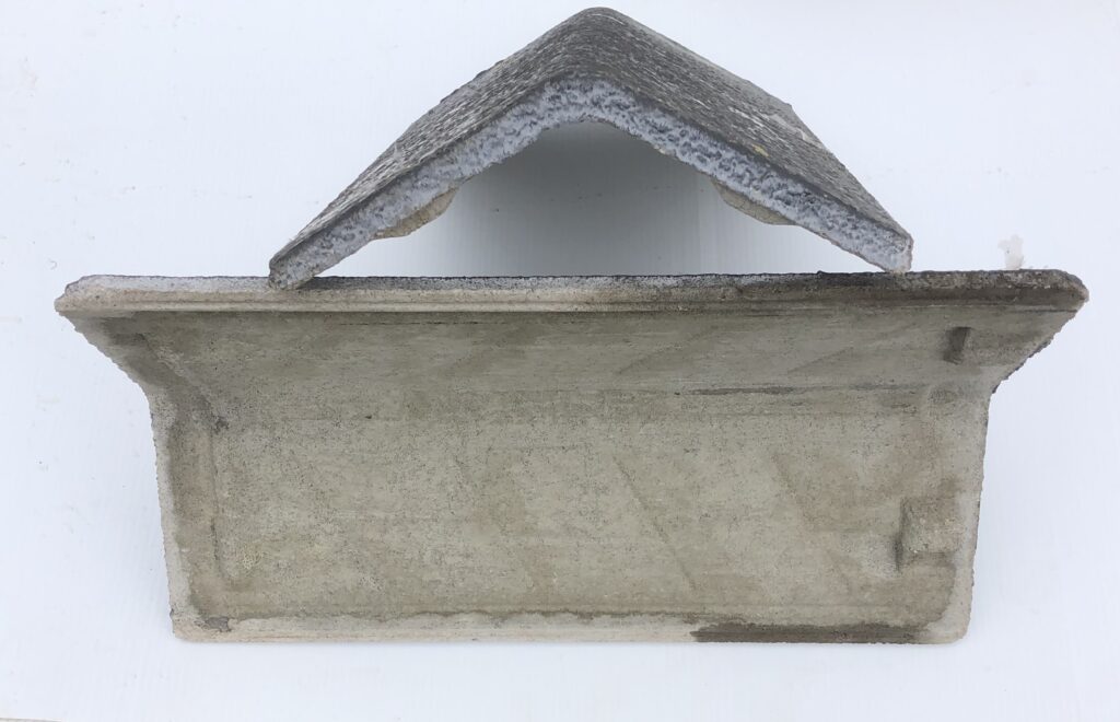 Second-hand Monier concrete ridge caps matched to roof tiles
